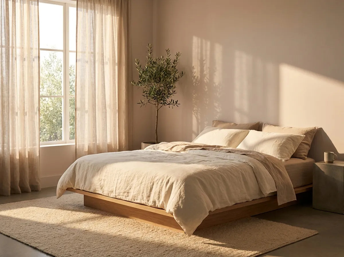 Morning sunlight in a bedroom