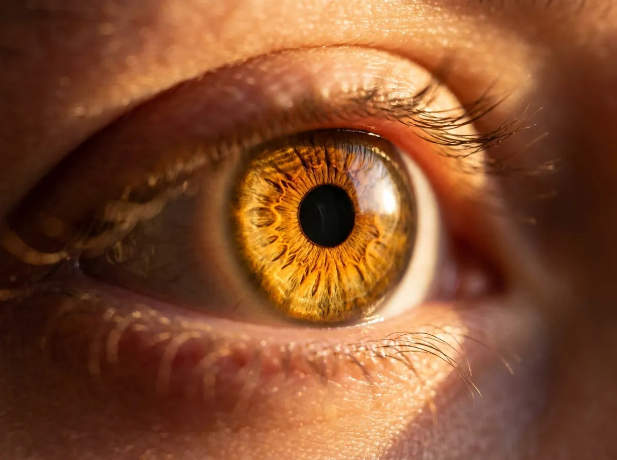 Macro of a human eye with a golden iris