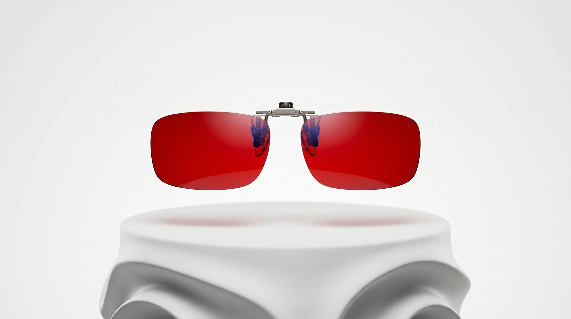 Red blue-light-blocking glasses, front